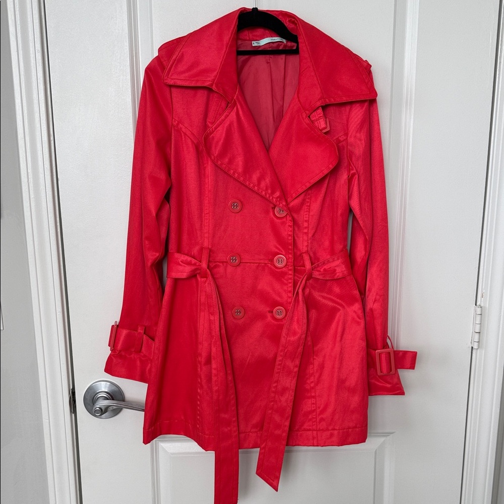 Maurices Scarlet Double-Breasted Trench Coat